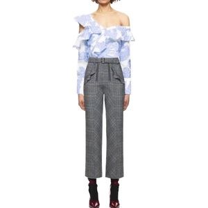 Self-Portrait Floral Fil Coupe Asymmetric Ruffle Top